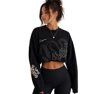 Darc Sport She Corazon Snake Crop Crewneck Sweatshirt Women's Small